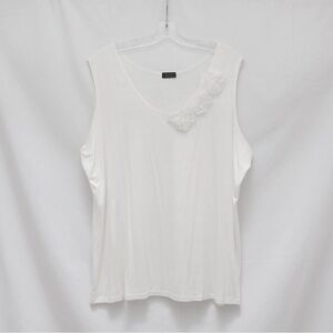 Clientele white applique top plus size blouse 22 lightweight 3X casual stretch